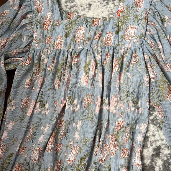 Altar’d State Blue Floral Boho Gauze Blouse size XS - Picture 3 of 9